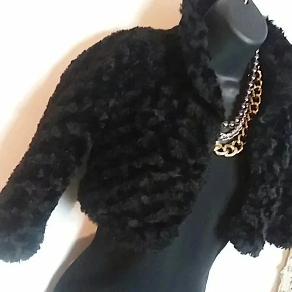 Disney Princess Faux Fur Luxury Black Girls Jacket - Picture 3 of 5